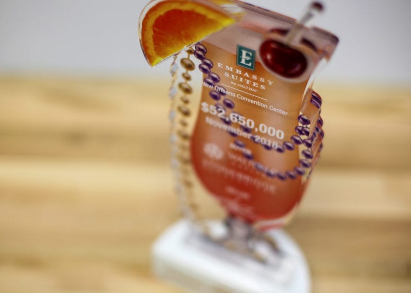 Custom Financial Deal Toy New Orleans Embassy Suites Hurricane Drink Crystal