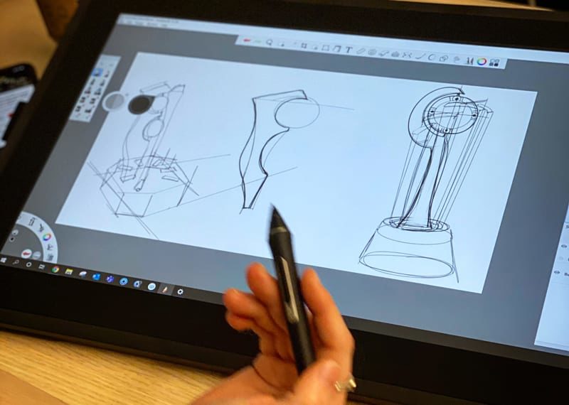 Digital Sketch of Custom Designs on a Wacom Drawing Tablet