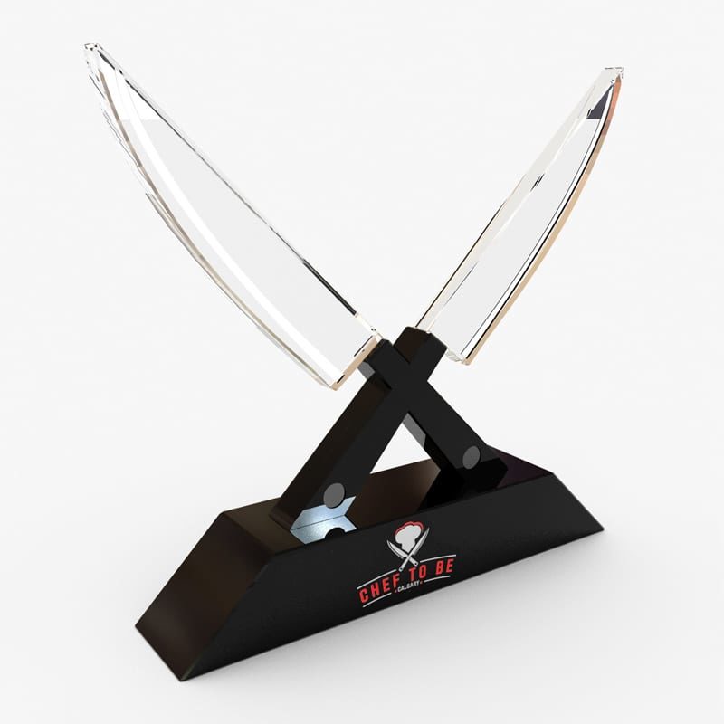 Crystal Replica of Chef's Knives With Black Base