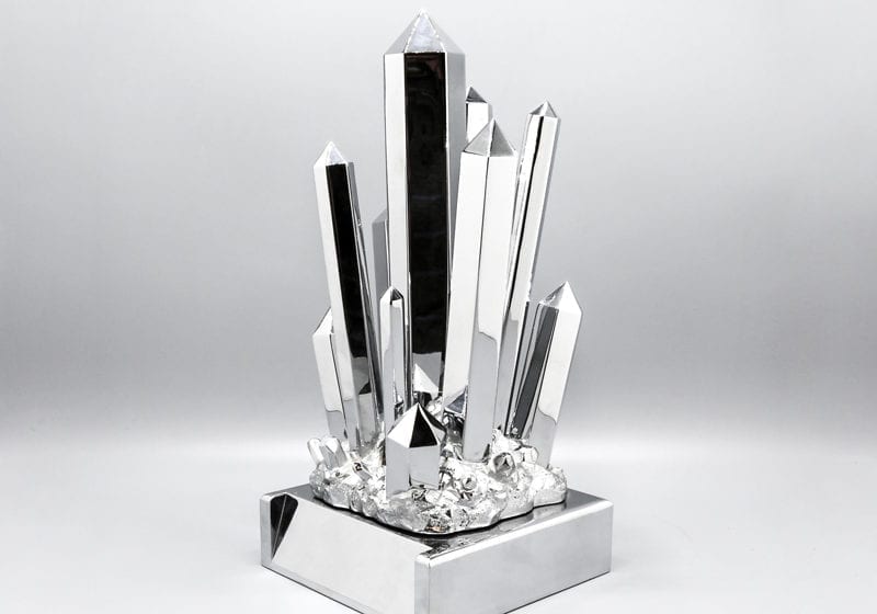 Polished Silver Metal Award Shaped Like Crystal Cluster