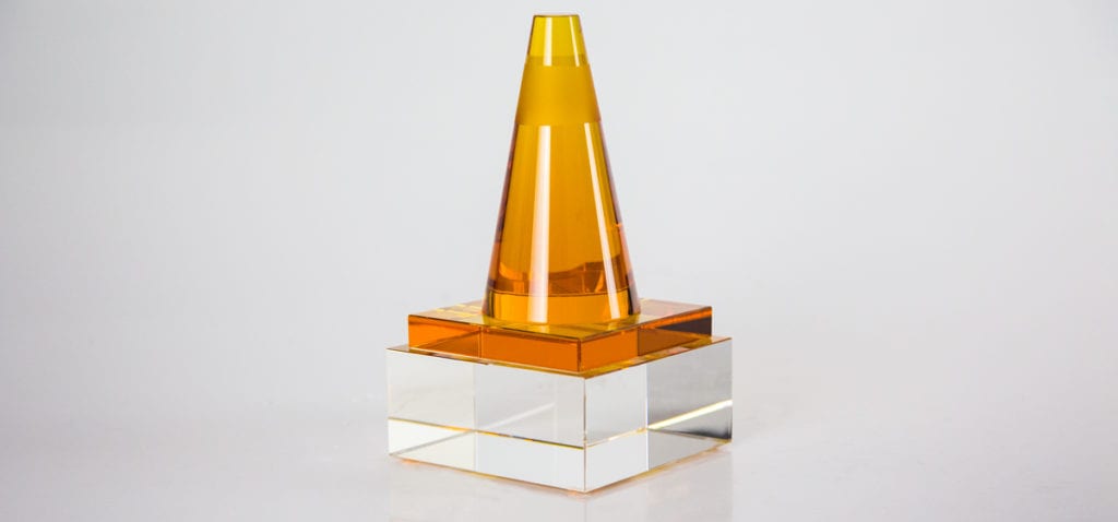 Safety Award Traffic Cone Replica Made Of Orange And Clear Crystal