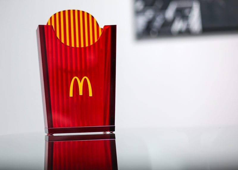 Corporate Award Crystal McDonalds Vase Colored