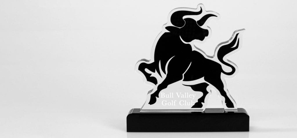 Crystal Bull Silhouette Golf Club Award