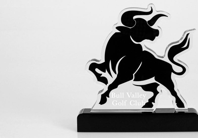 Crystal Bull Silhouette Golf Club Award
