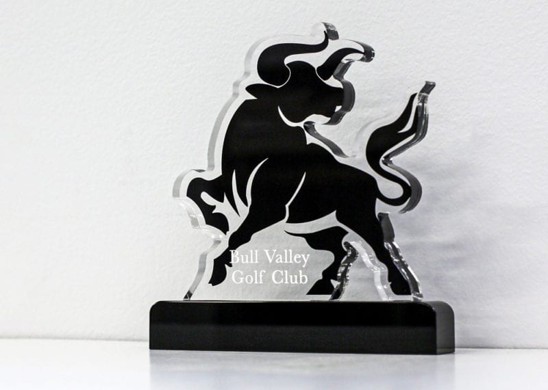 Crystal Bull Silhouette Golf Club Award By Cristaux 002