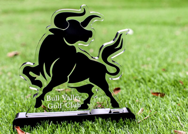 Crystal Bull Silhouette Golf Club Award By Cristaux 003