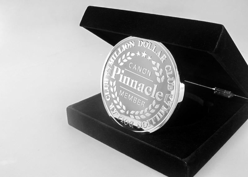 Silver medallion diecast personalization with black presentation case