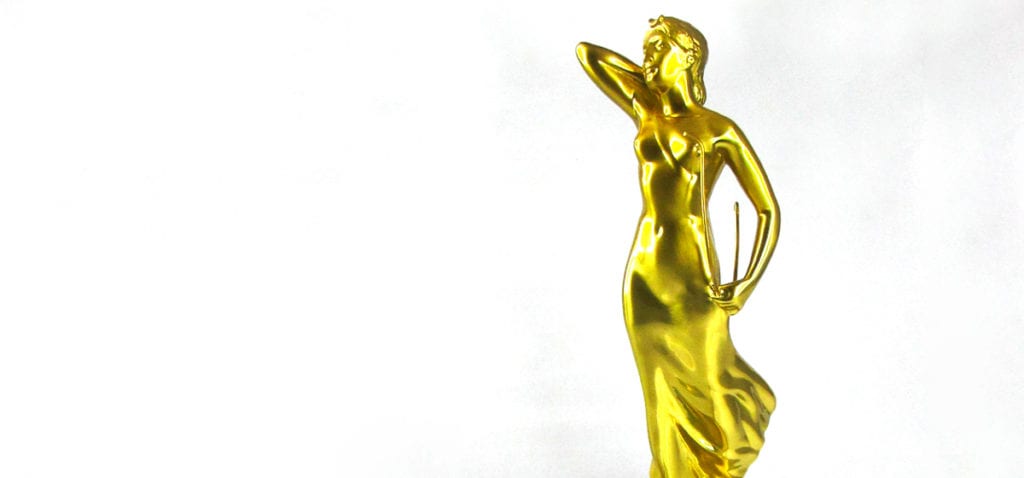 Gold Statue Woman Marble Base