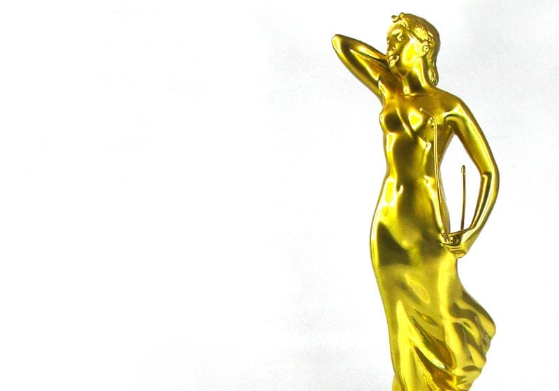 Gold Statue Woman Marble Base