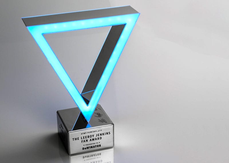 Acrylic Lucite Metal Led Light Triangle Gaming Award 003