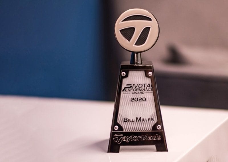 Metal, crystal, and carbon fiber golf trophy
