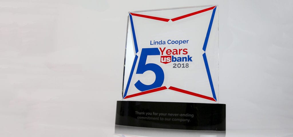 Big Crystal 5 Years Of Service Award Bank