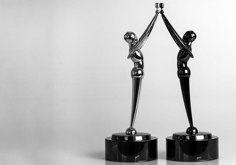 Silver Nickel Metal Figure Statue Microphone Headphone Podcast Award