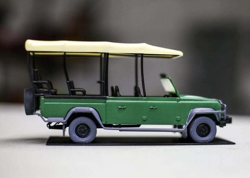 3D Printed Safari vehicle with hand painted details