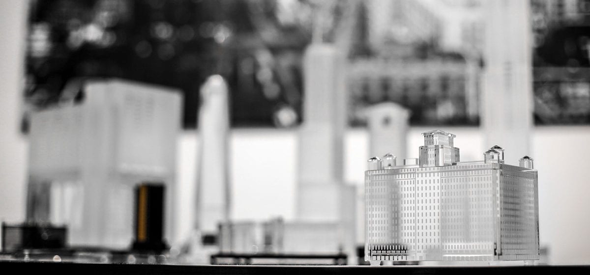Chicago merchandise mart building and product replicas