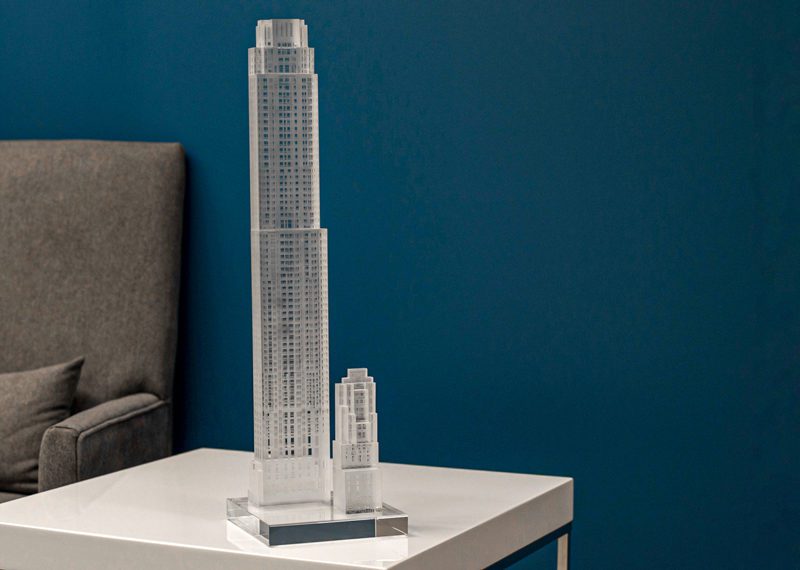 New York sky scraper 2 ft tall crystal building replica