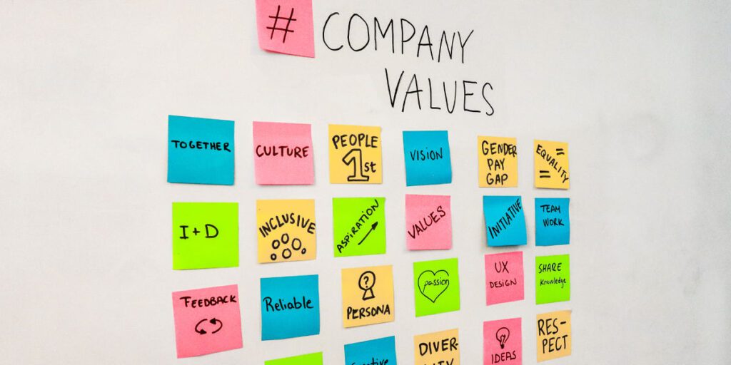 Post-its with company values