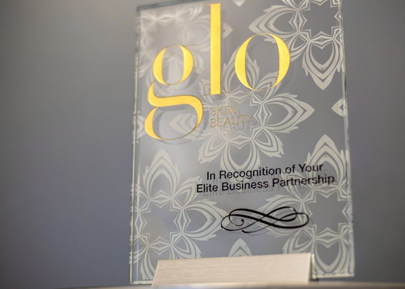 Custom made glass award with engraving