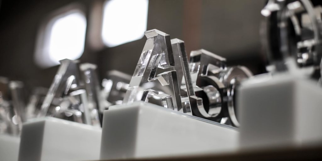 crystal base, acrylic water jet top program logo