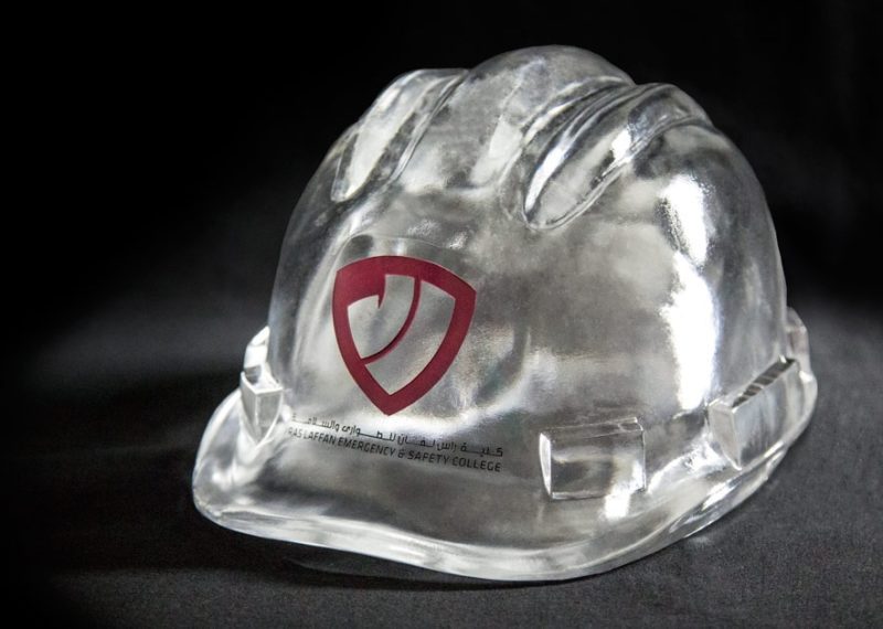 Crystal safety construction helmet replica with logo on front
