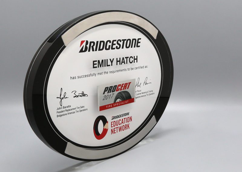 Bridgestone Acrylic Certification Plaque 03