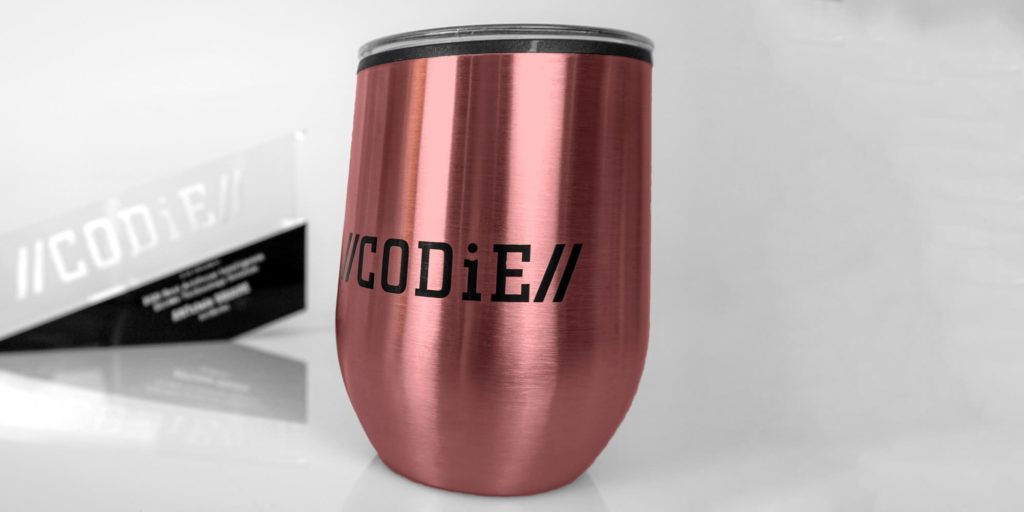 red cup with CODiE imprint