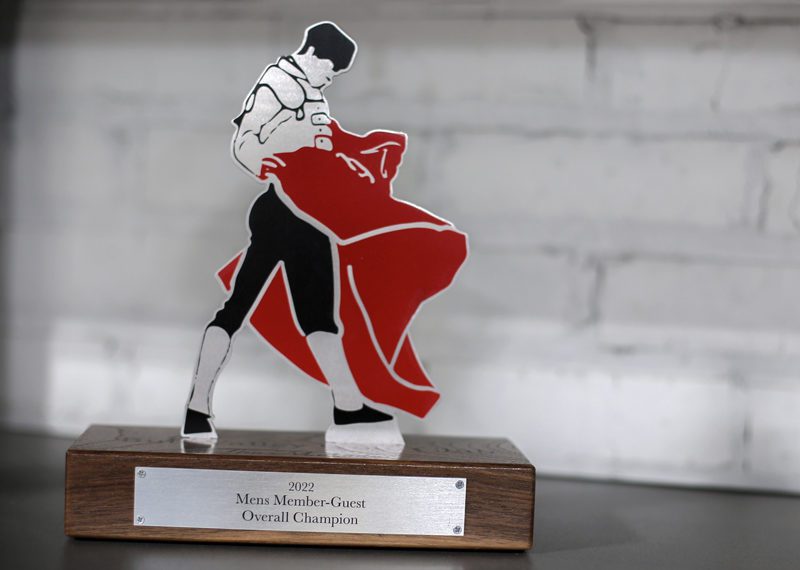 Bull Matador Golf Club Sports Trophy Wood Base 02