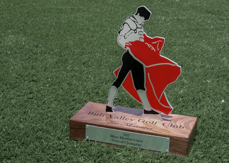 Bull Matador Golf Club Sports Trophy Wood Base 03