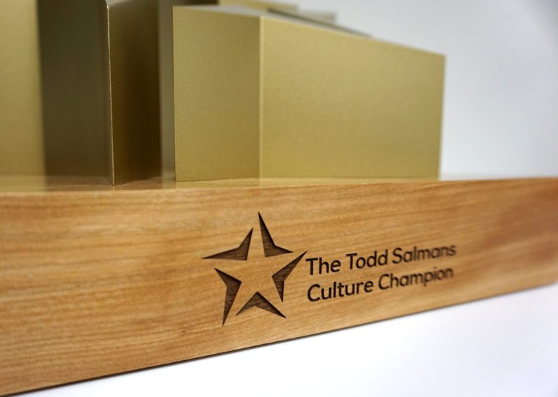 Todd Salmans Culture Champion Gold Star Award Wood Base 02