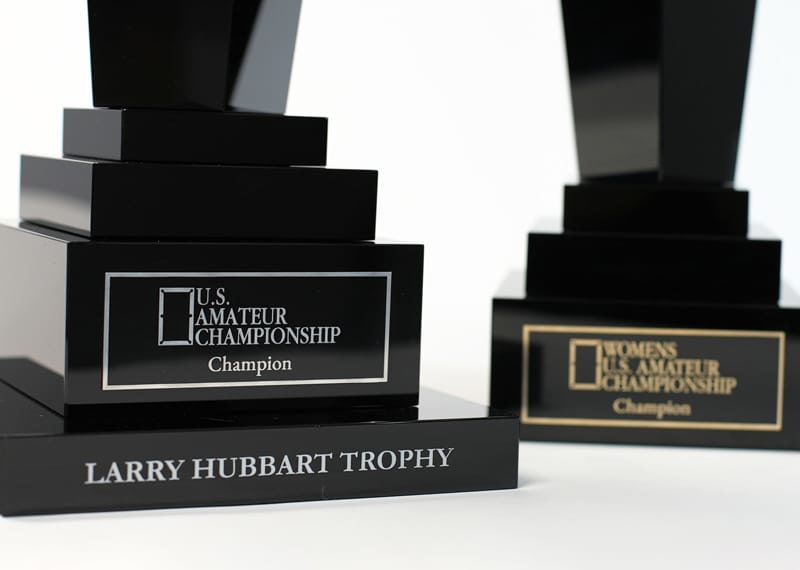two personalized Esports gaming trophies