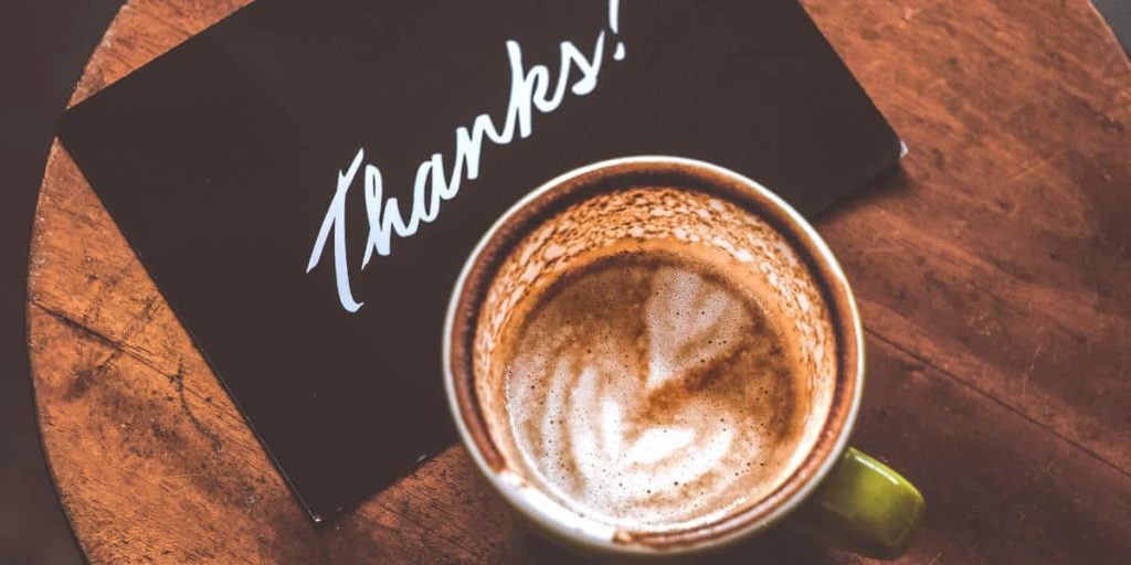 thank you note and coffee