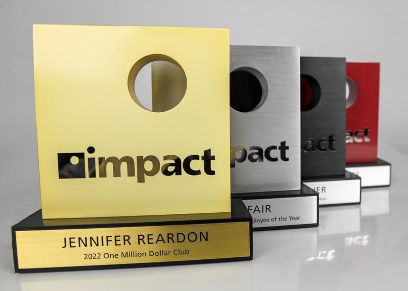 Impact million dollar club metal logo replica award